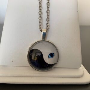 Yin Yang Cat Eye Pendant Necklace – Dome Glass Cabochon